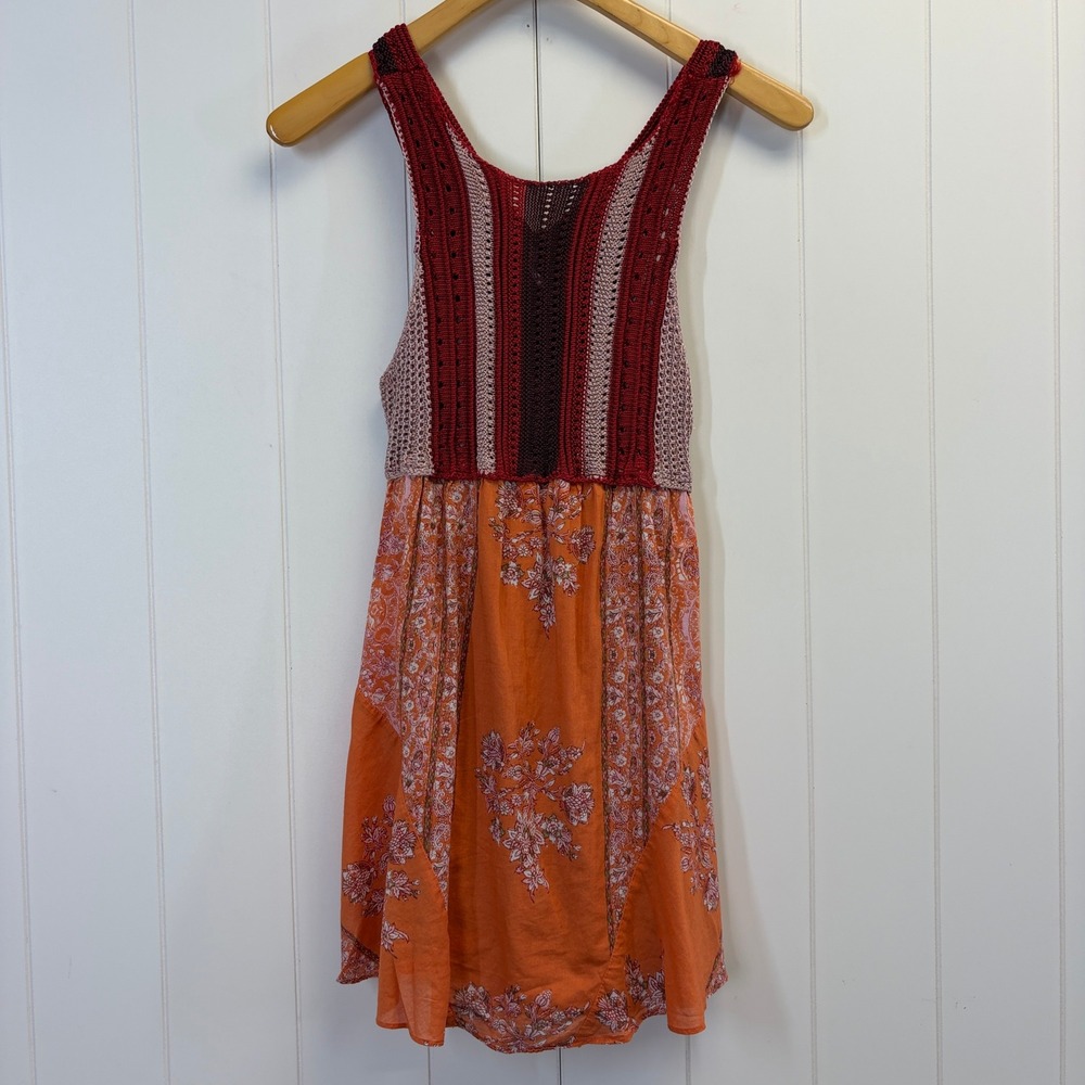 Free People Boho Festival Crochet Knit Tank Dress Women Size XS Beachy Summer